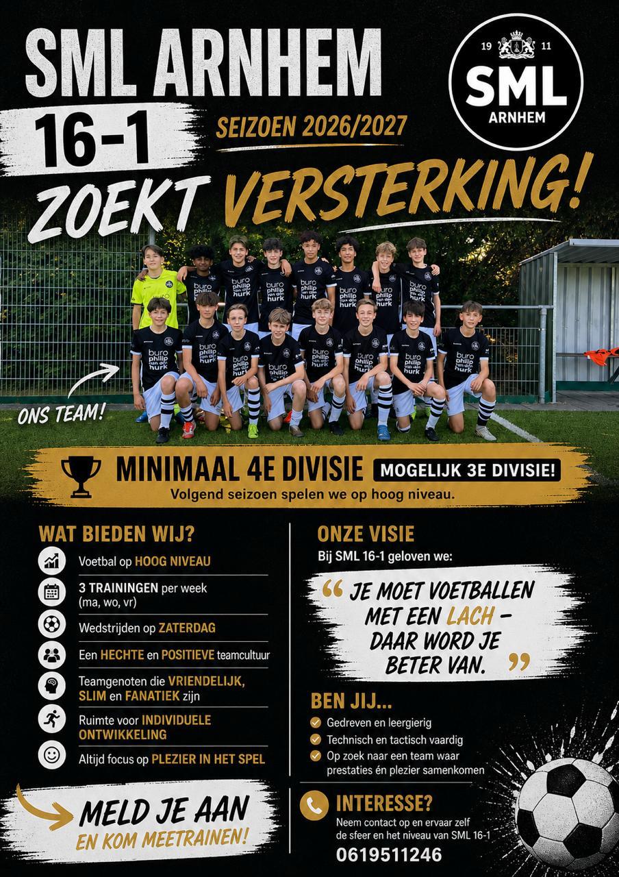 SML jo16-1 zoekt versterking